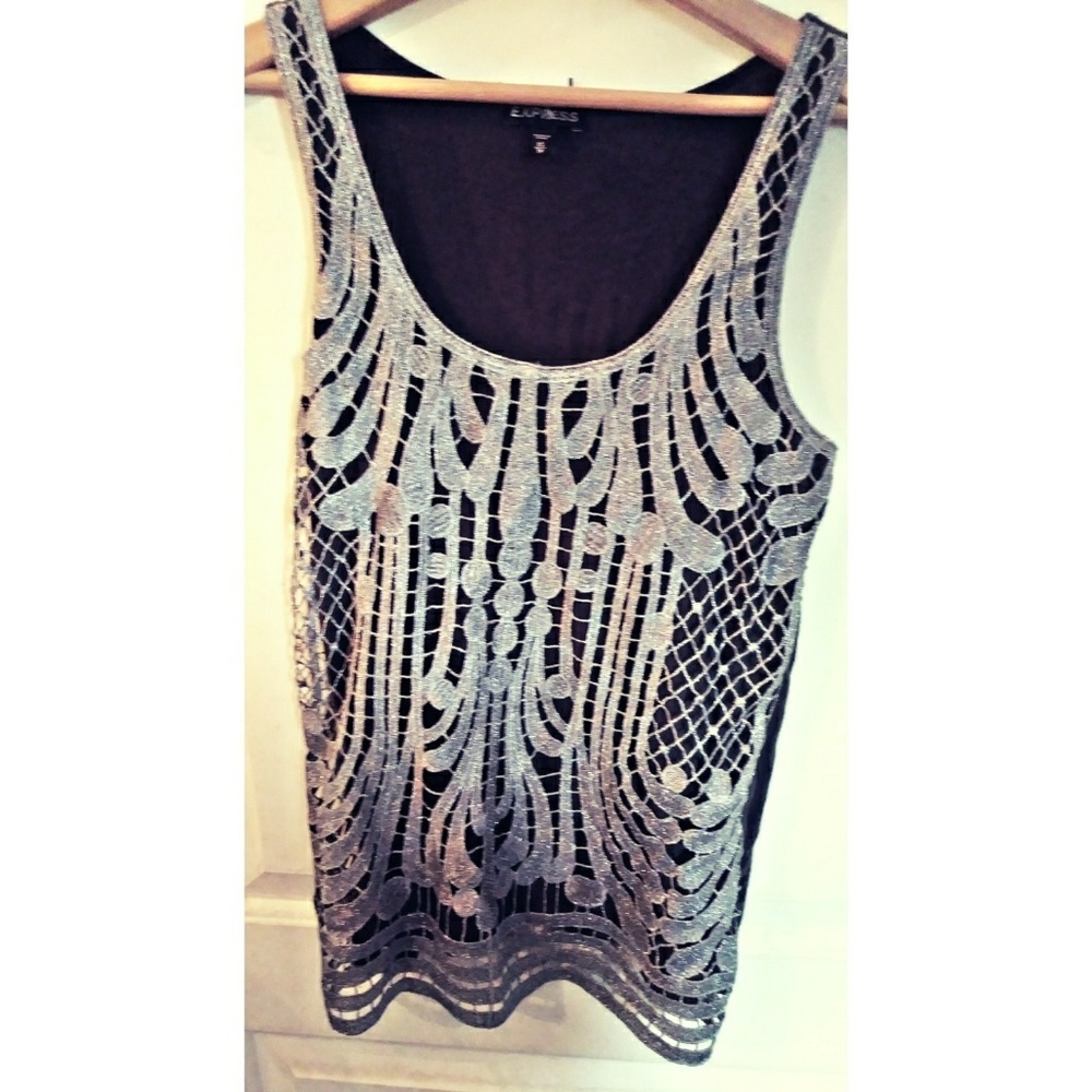 Express silver black beautiful sleeveless top XS